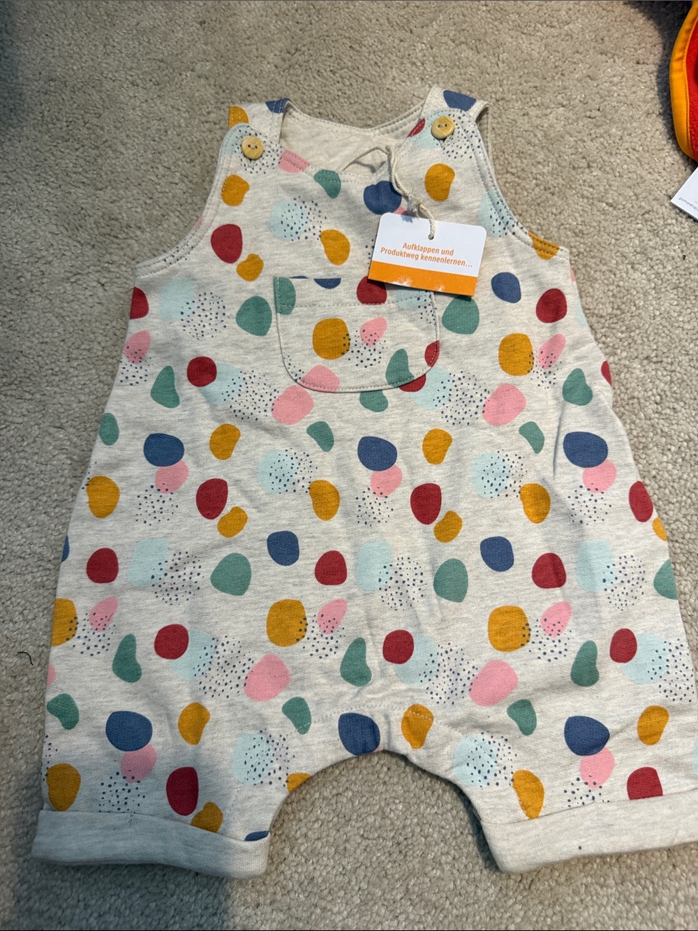 Cotton baby overalls polkadot new organic 12-18M